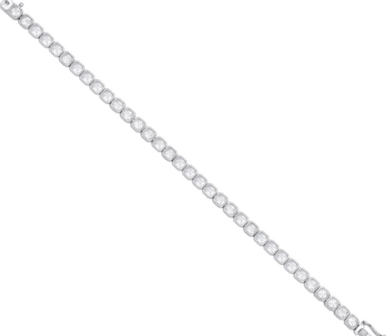 Silver Princess Cut Rubover Tennis Bracelet