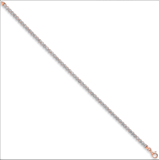 Silver 3mm Rose Plated Round CZ Tennis Bracelet