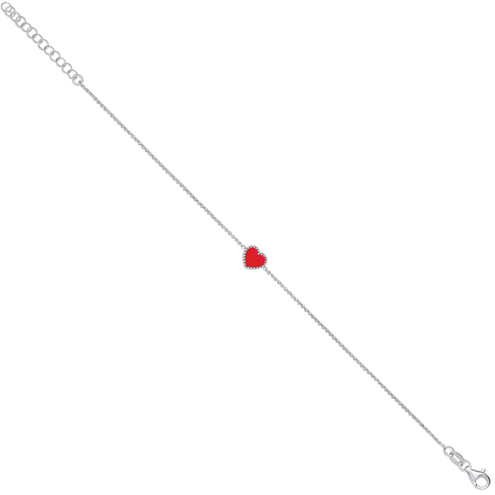 RED Enamel Heart Ladies Bracelet