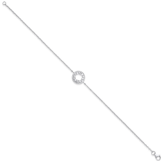 Silver CZ Circle of Life Ladies Bracelet