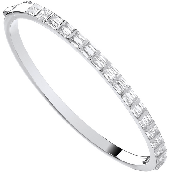 Silver Baguette CZ Ladies Bangle
