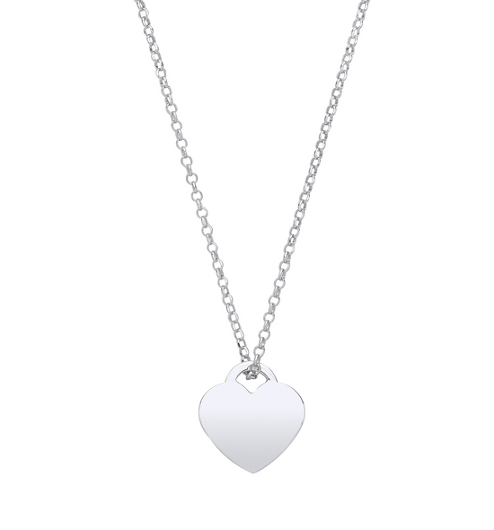 Silver Plain Heart Pendant Necklace (16")