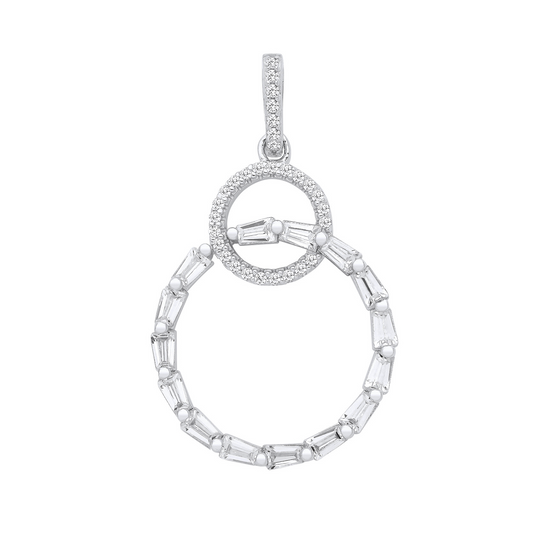 Silver Entwined Circles Drop Pendant