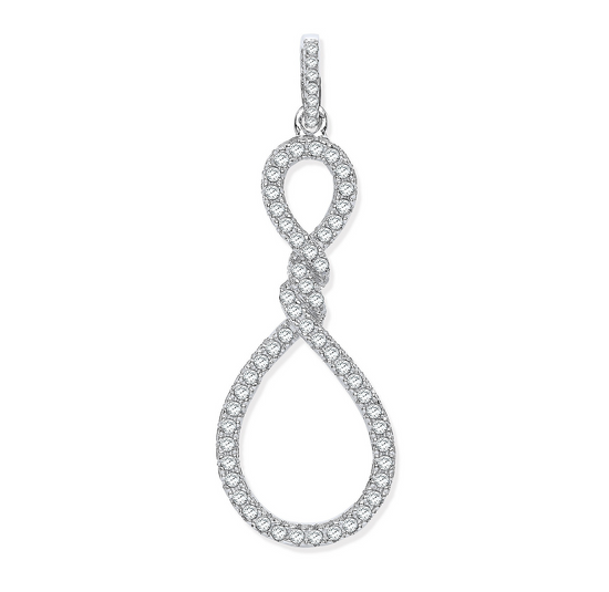 Silver Teardrop Twist CZ Pendant