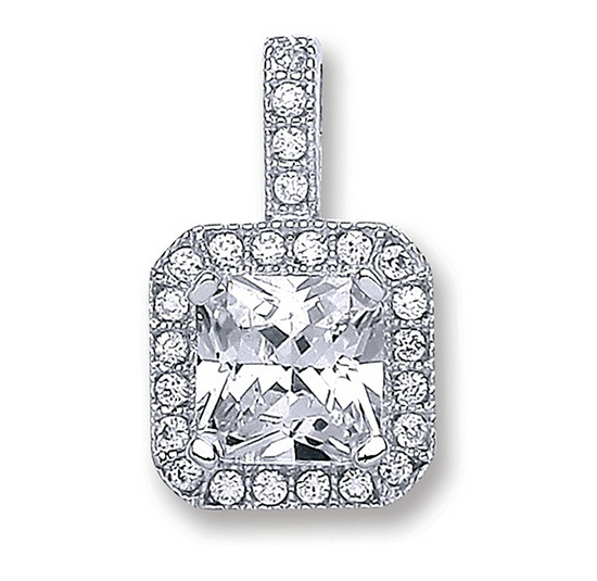 Silver Square CZ Pendant