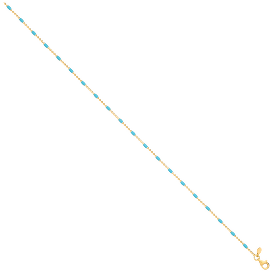Blue Enamel Silver Anklet – Gold Plated, 10"
