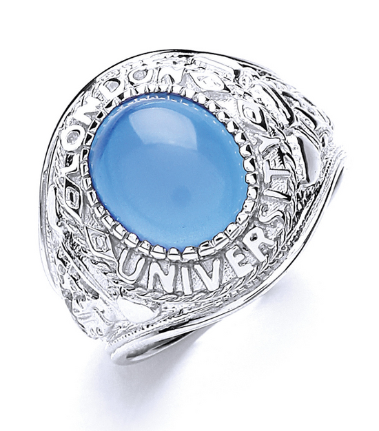 Silver Gents Blue Stone College Ring – London University